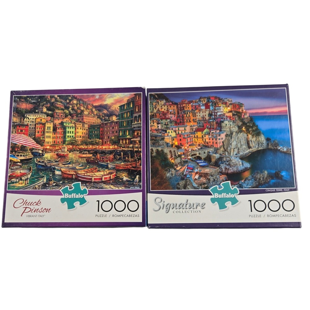 Buffalo 1000 Piece Puzzle Lot 2 Cinque Terre Italy Chuck Pinson Vibrant Italy